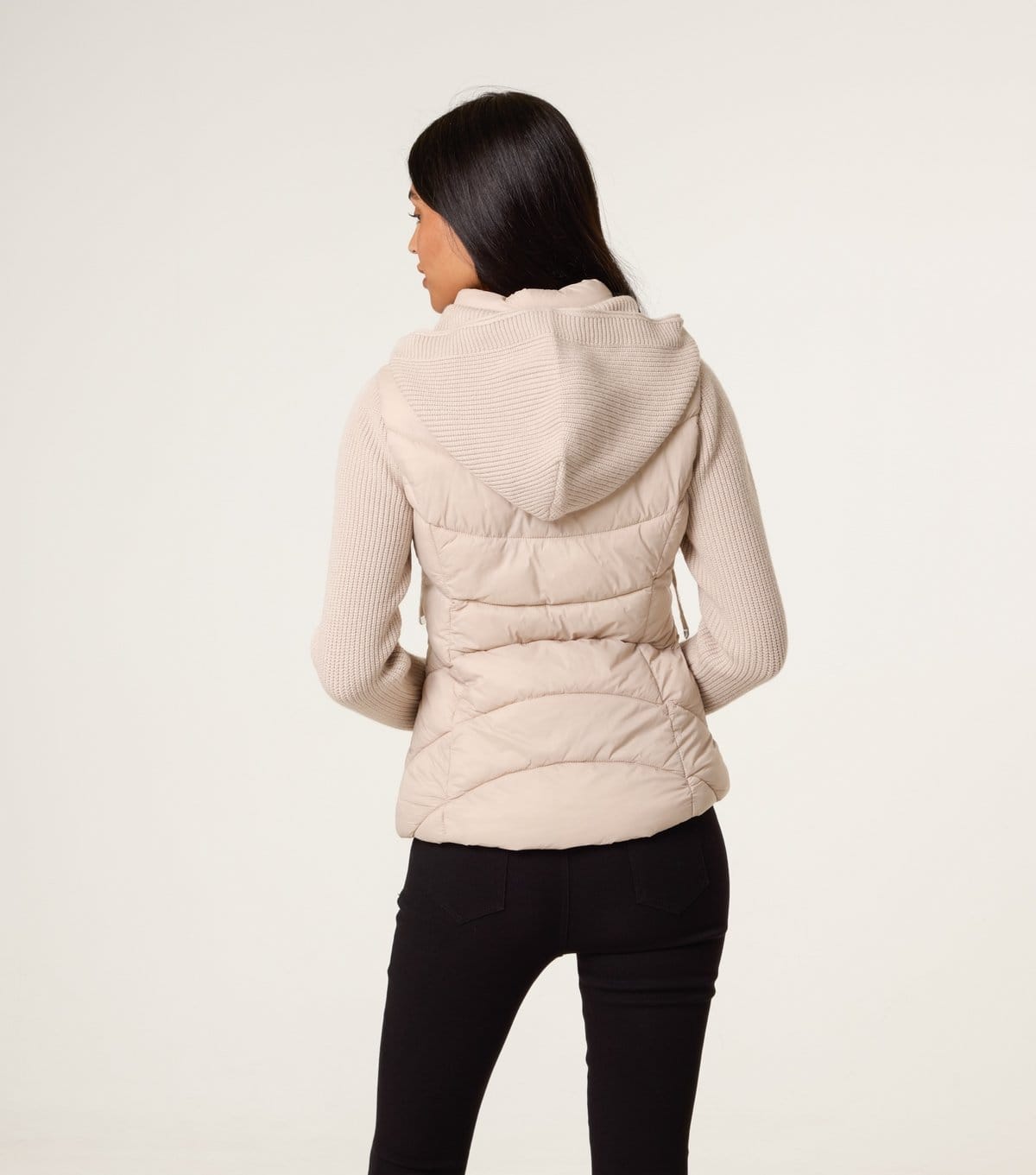 Blue Vanilla Women's Stone Knitted Sleeve Puffer Jacket Blue Vanilla New Look - 4