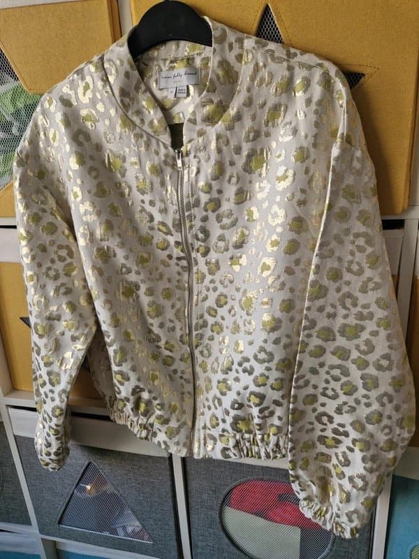 Never Fully Dressed Never fully dressed women's Cream and Lime Jacquard Bomber size M (UK 10-12)