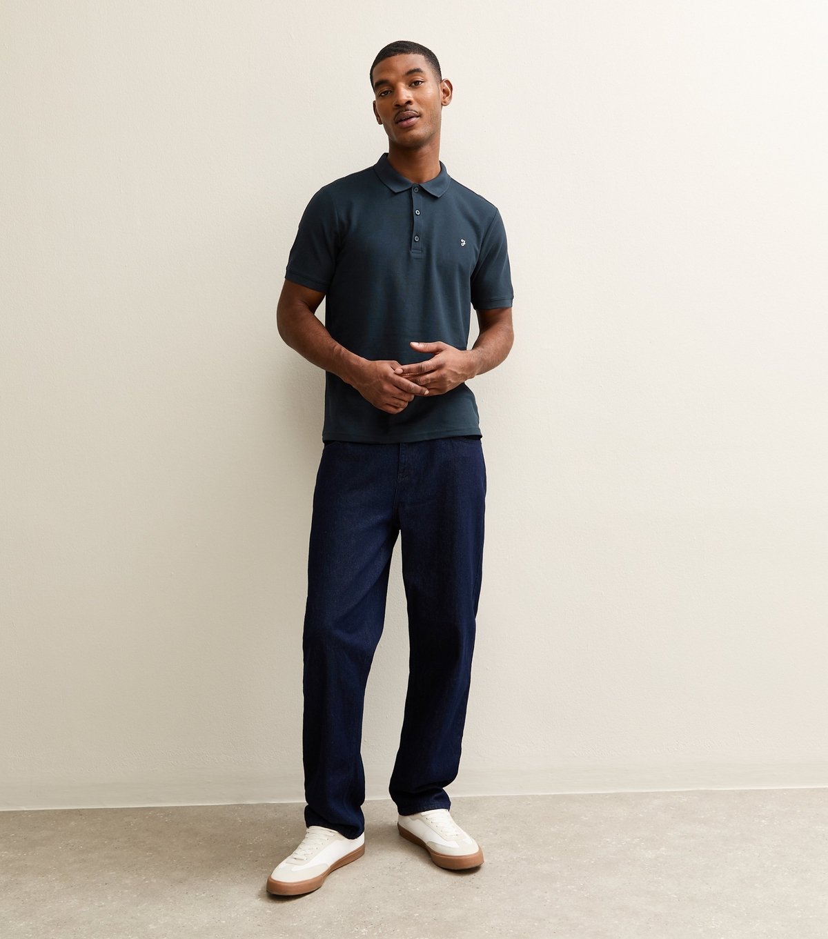 Farah Men's Navy Logo Embroidered Short Sleeve Polo Top Farah New Look - 3