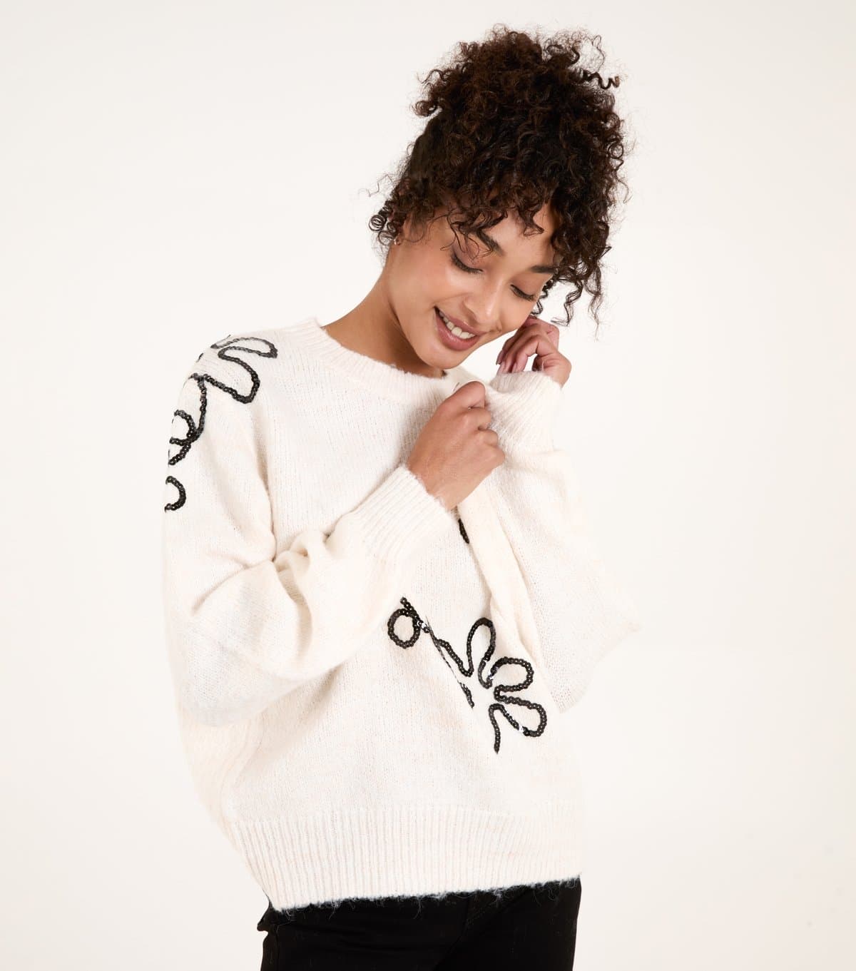 Blue Vanilla Women's Stone Abstract Print Jumper Blue Vanilla New Look