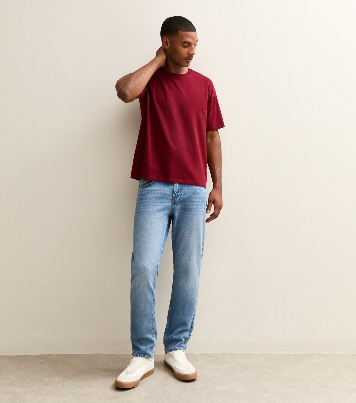 New Look Men's Dark Burgundy Oversized Short Sleeve T-Shirt New Look - 3