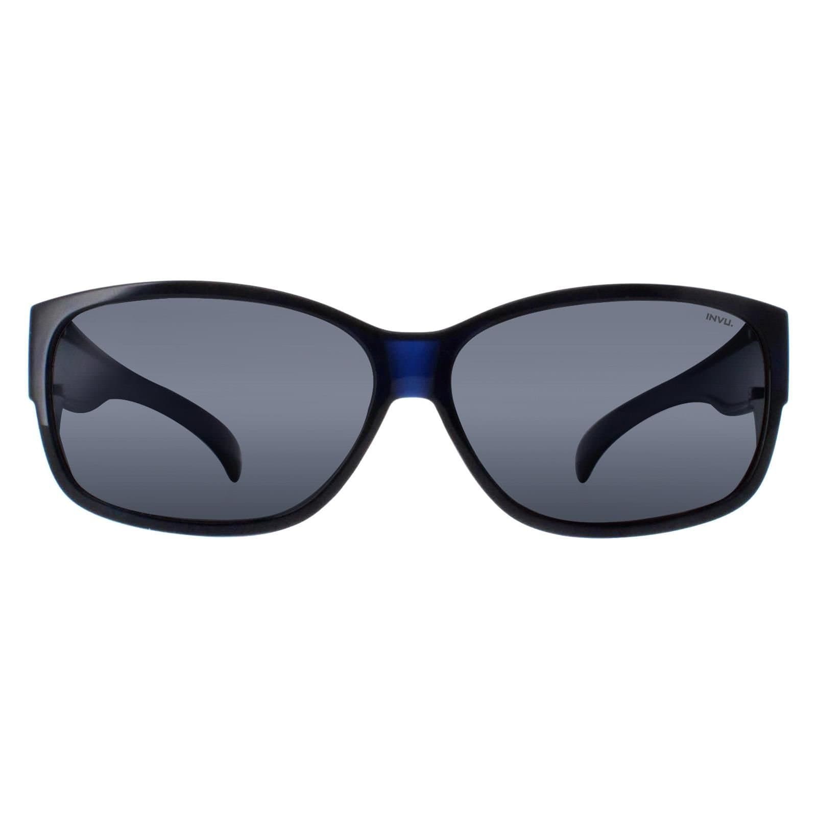 INVU INVU Men's Rectangle Transparent Blue Blue Polarized E2401