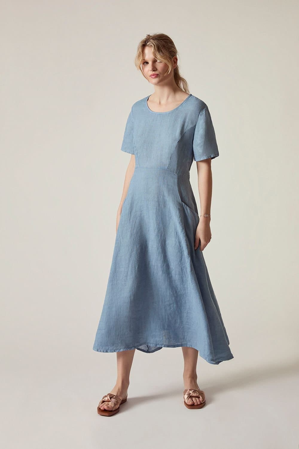 James Lakeland James Lakeland Women's Denim Blue Linen Midi Dress in Light Blue