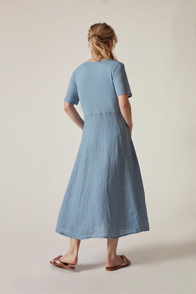 James Lakeland James Lakeland Women's Denim Blue Linen Midi Dress in Light Blue - 2