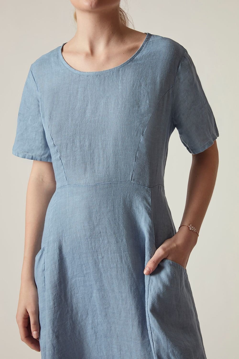 James Lakeland James Lakeland Women's Denim Blue Linen Midi Dress in Light Blue - 4