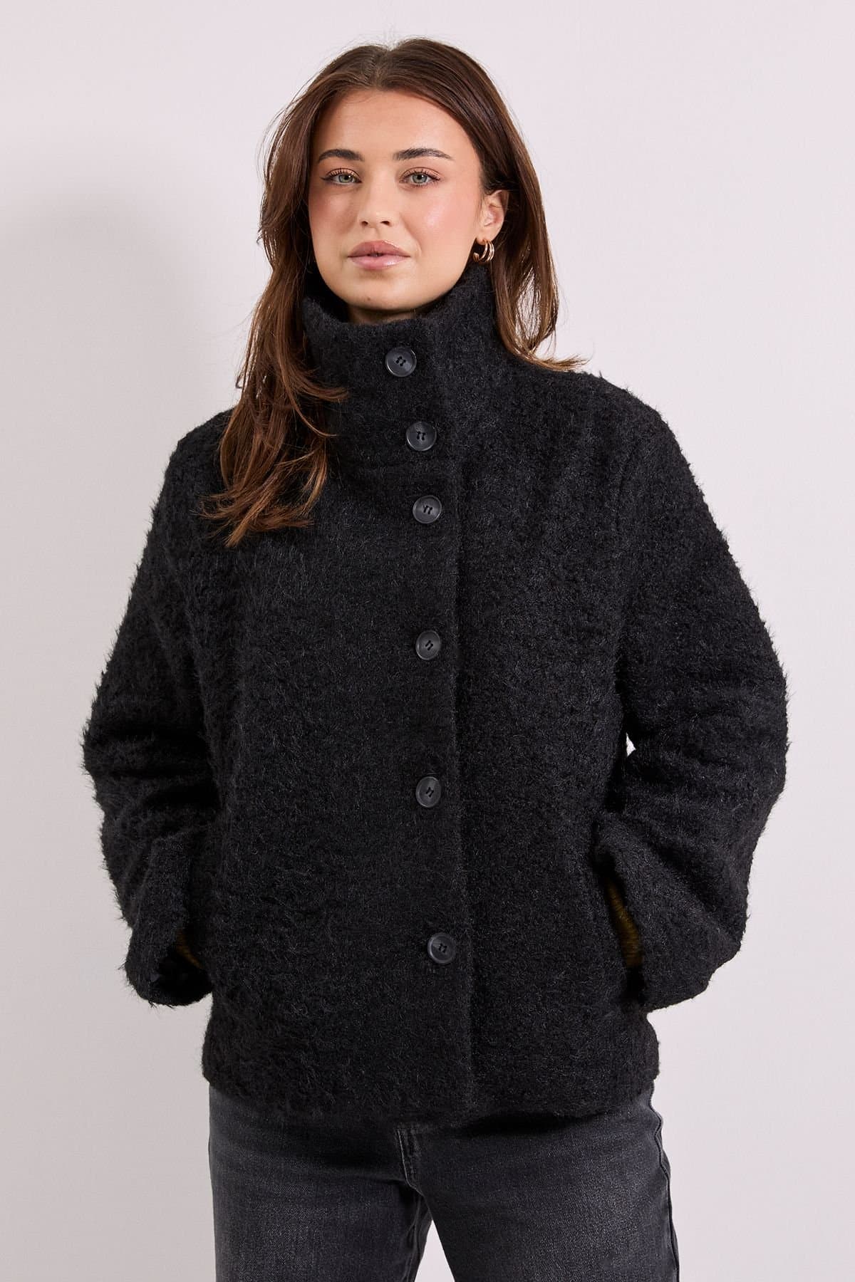 Dorothy Perkins Dorothy Perkins Women's Funnel Neck Short Coat in Black