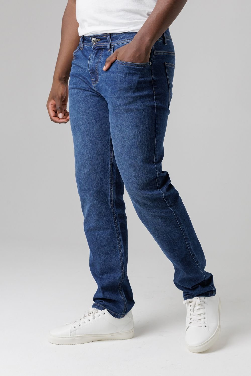 Tokyo Laundry Tokyo Laundry Men's Straight Fit Cotton Blend Jeans in Mid Blue - 3