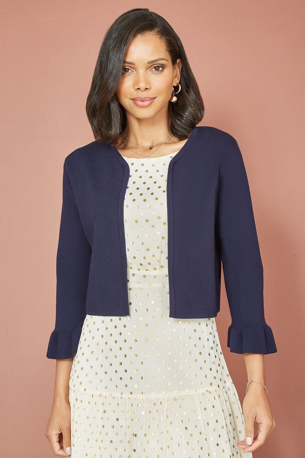 Yumi Yumi Navy Cropped Cardigan With Bell Sleeves