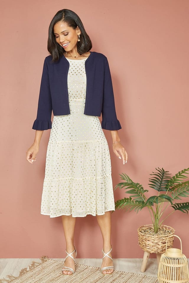 Yumi Yumi Women's Navy Cropped Cardigan With Bell Sleeves - 2