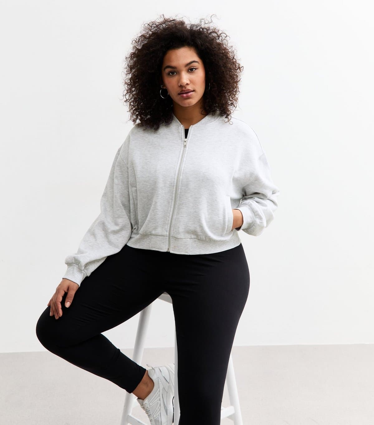 New Look New Look Light Grey Zip Up Bomber Jacket