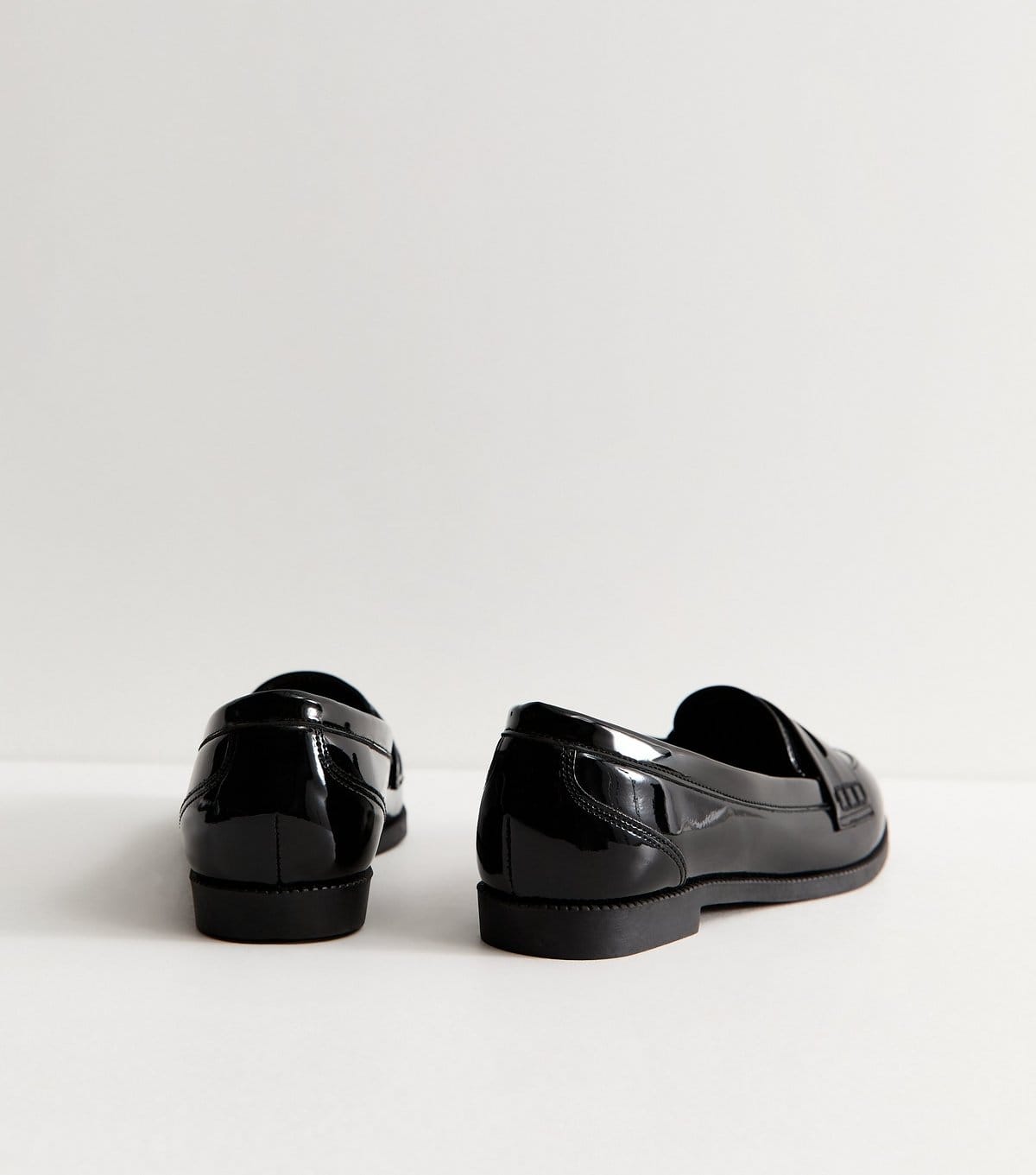 New Look Women's Black Faux Patent Leather Penny Loafers Vegan New Look - 4