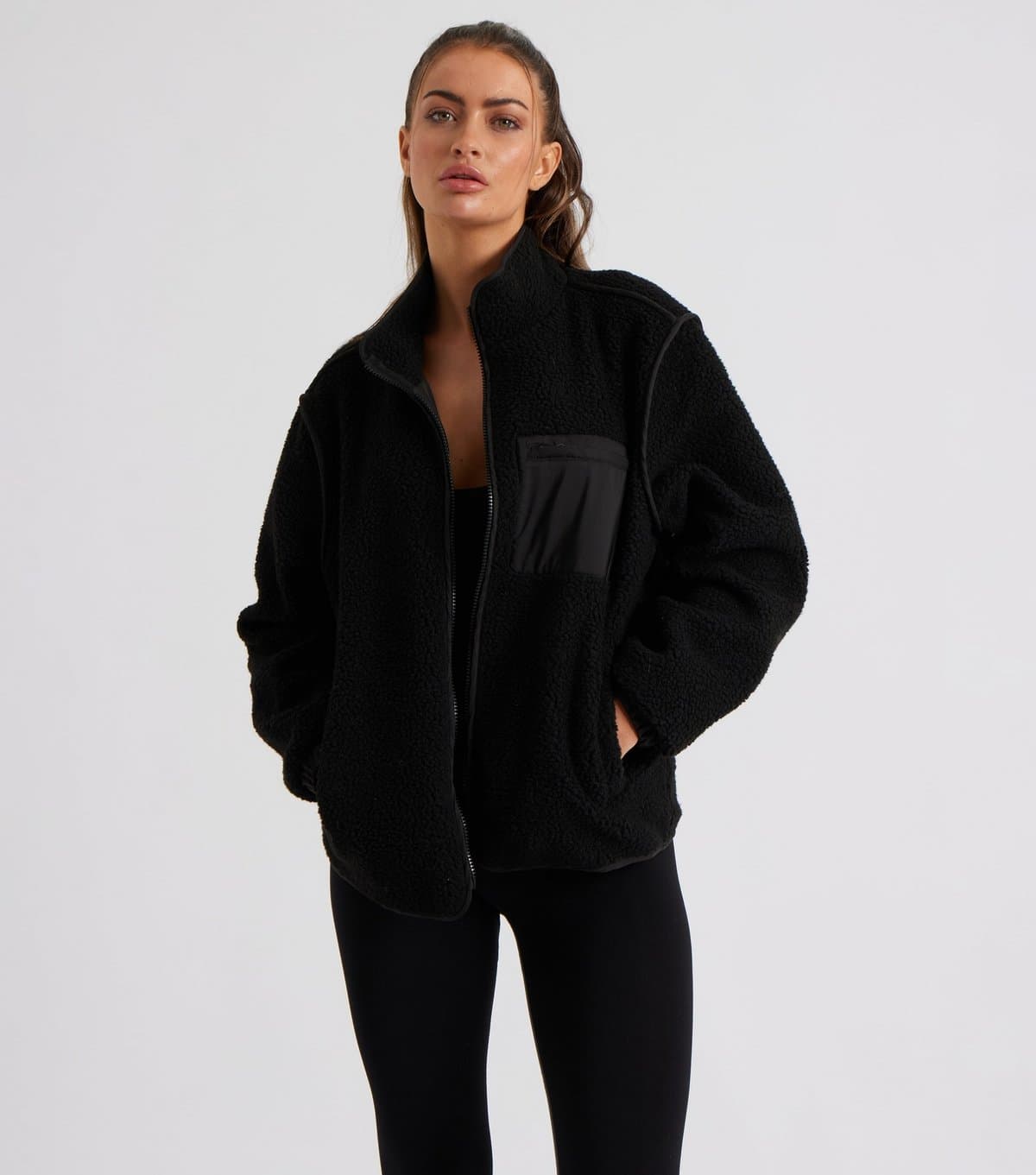 Urban Bliss Women's Black Fleece Jacket Urban Bliss New Look