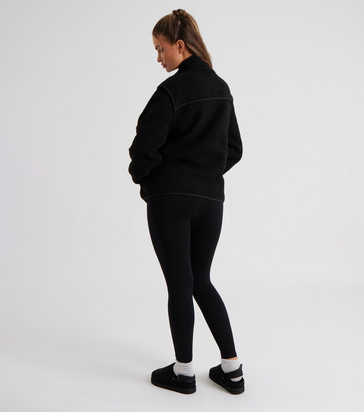 Urban Bliss Women's Black Fleece Jacket Urban Bliss New Look - 4