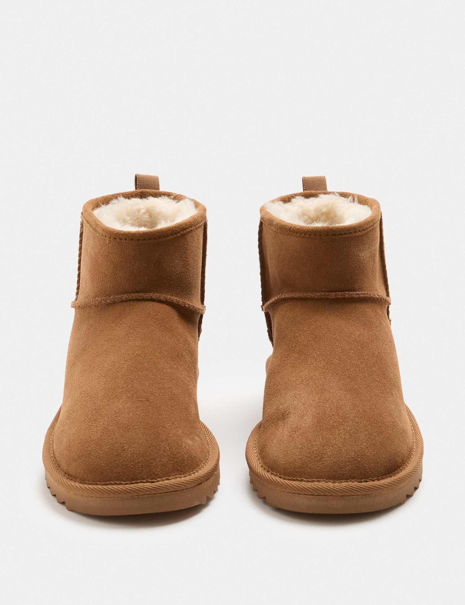 Marks & Spencer M&S Suede Flatform Slipper Boots Chestnut