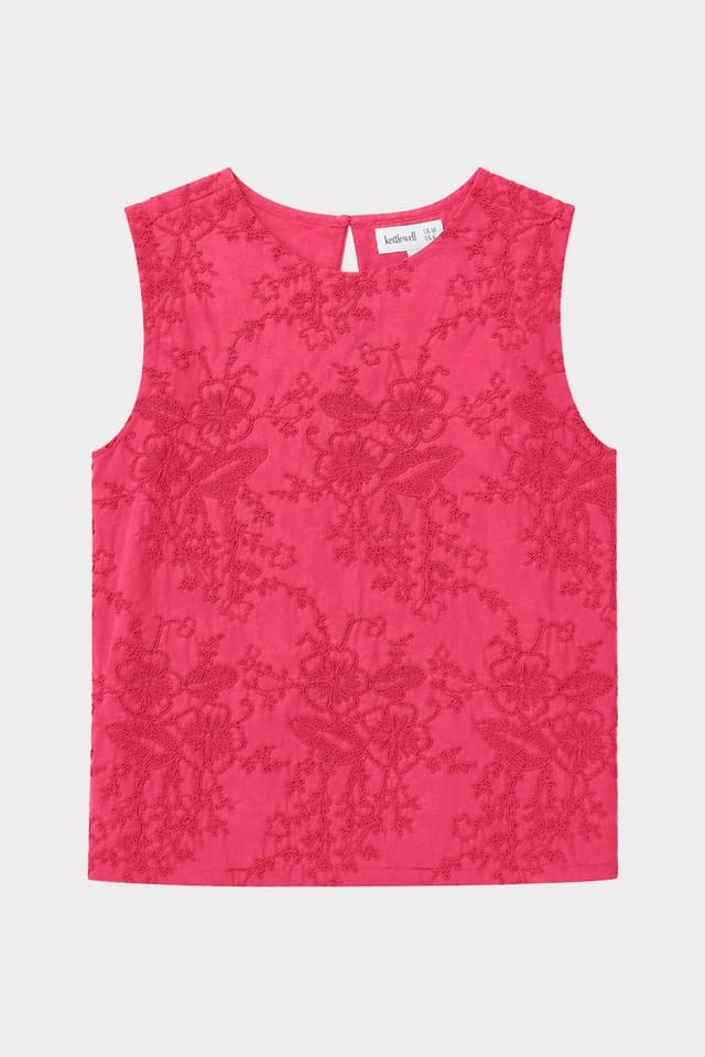 Kettlewell Kettlewell Women's Embroidered Sleeveless Shell Top in Bright Pink - 2