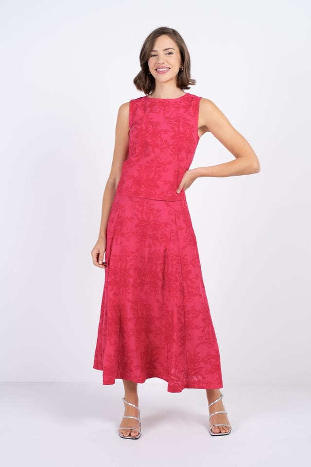 Kettlewell Kettlewell Women's Embroidered Sleeveless Shell Top in Bright Pink - 3