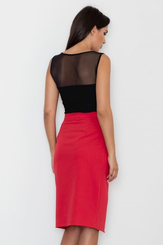 Love Lace Love Lace Women's Classic Cotton Skirt With Front Flap Belt in Red - 2