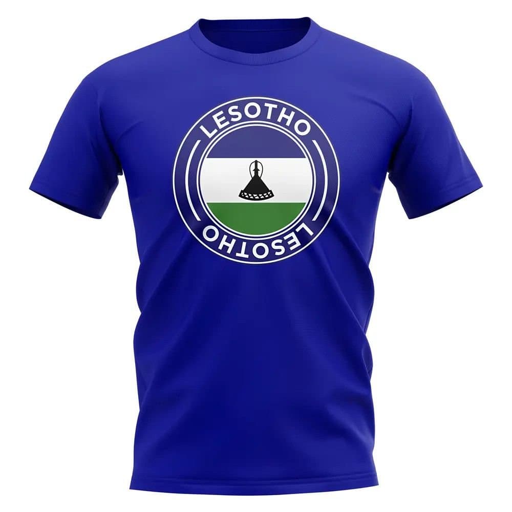Lesotho Lesotho Men's Personalised Football Badge T-Shirt Royal in Blue