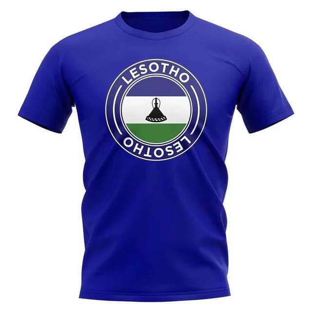 Lesotho Lesotho Men's Personalised Football Badge T-Shirt Royal in Blue - 2