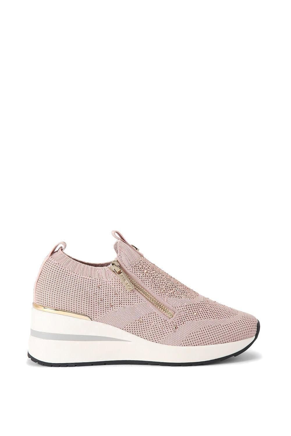 Carvela Carvela Women's 'High Rise Zip Knit' Fabric Trainers in Pale Pink