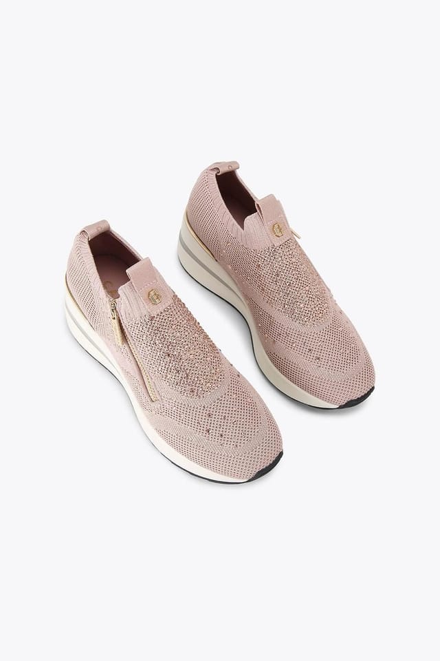 Carvela Carvela Women's 'High Rise Zip Knit' Fabric Trainers in Pale Pink - 2