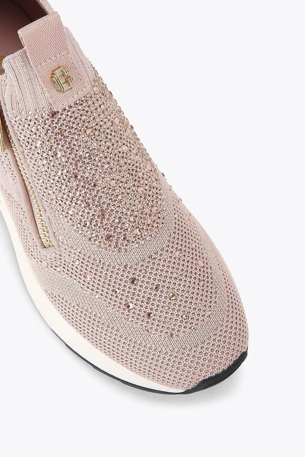 Carvela Carvela Women's 'High Rise Zip Knit' Fabric Trainers in Pale Pink - 4