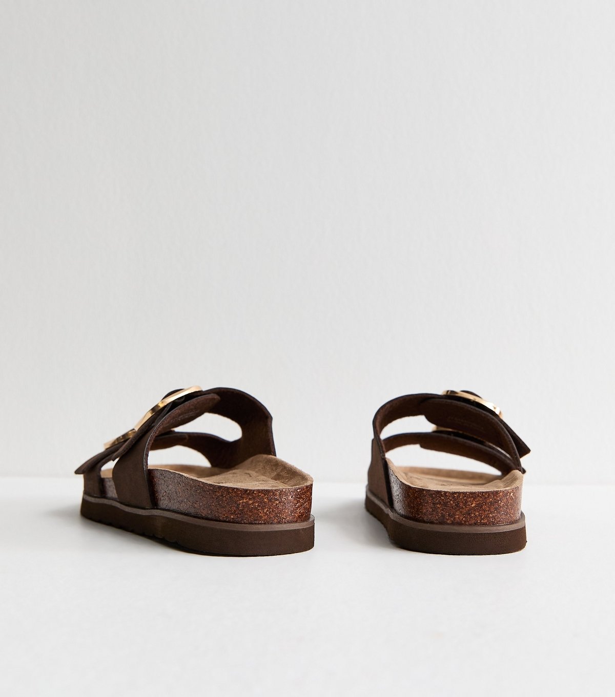 New Look Women's Brown Cork Sole Double Strap Mule Sandals Vegan New Look - 4