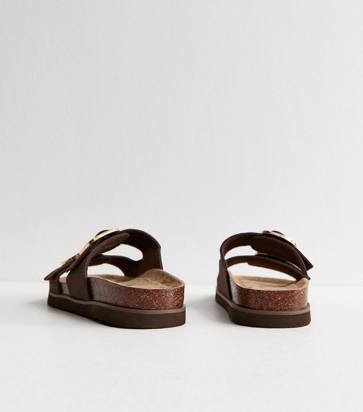 New Look Women's Brown Cork Sole Double Strap Mule Sandals Vegan New Look - 4
