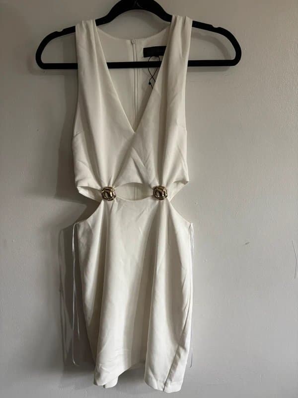 Zara Zara white plunge neck cut-out mini dress