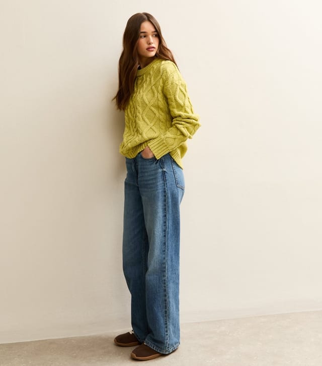 New Look Women's Bright Green Midweight Cable Knit Jumper New Look - 3