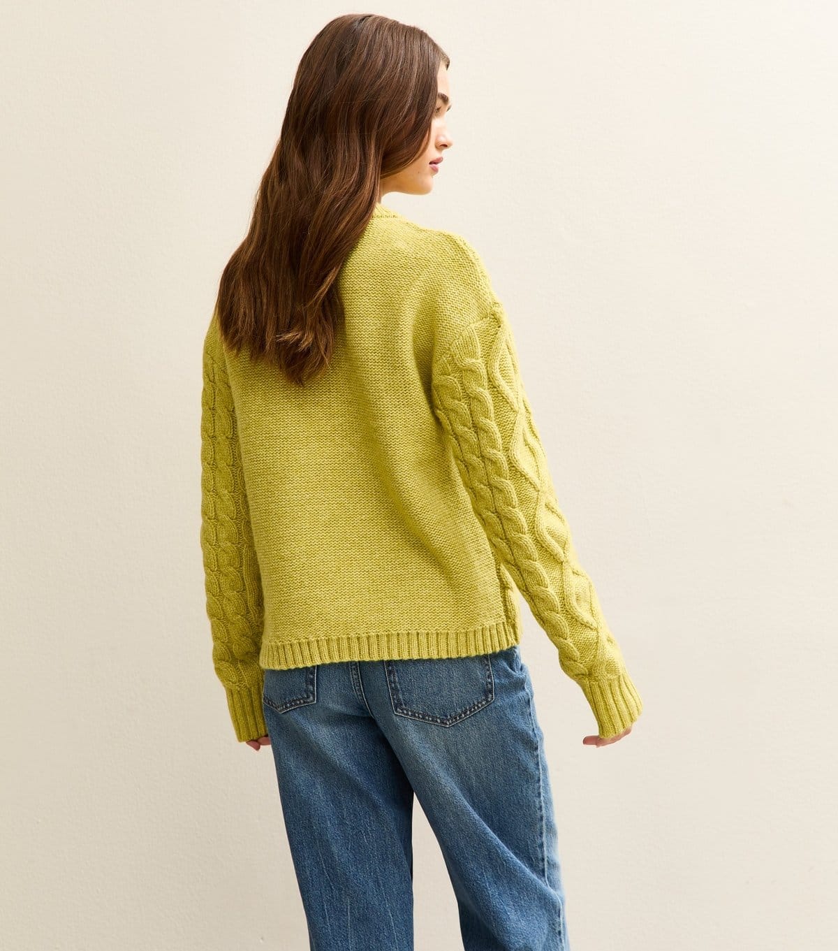 New Look Women's Bright Green Midweight Cable Knit Jumper New Look - 4