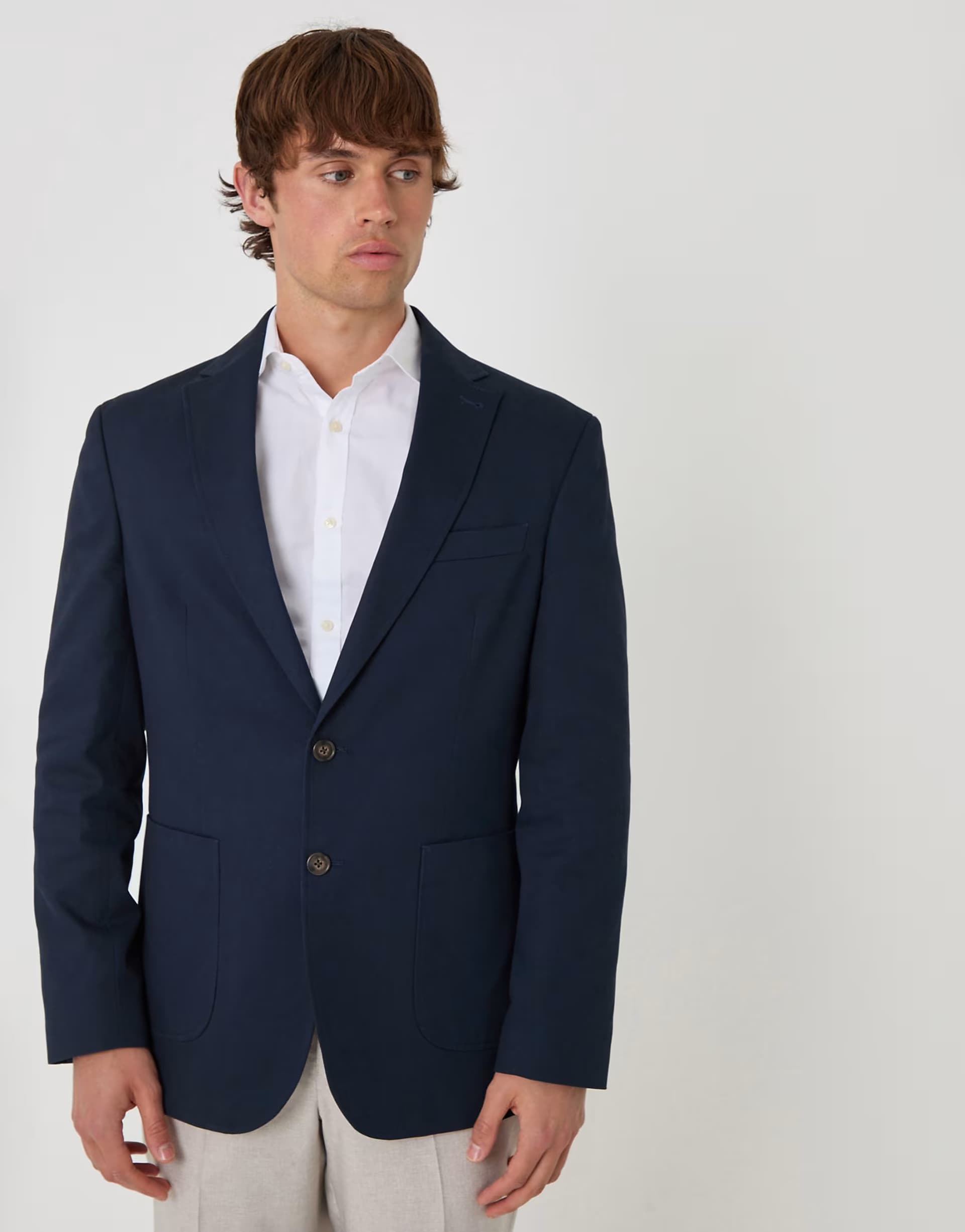 ASOS ASOS Navy Cotton Blazer in Regular Fit