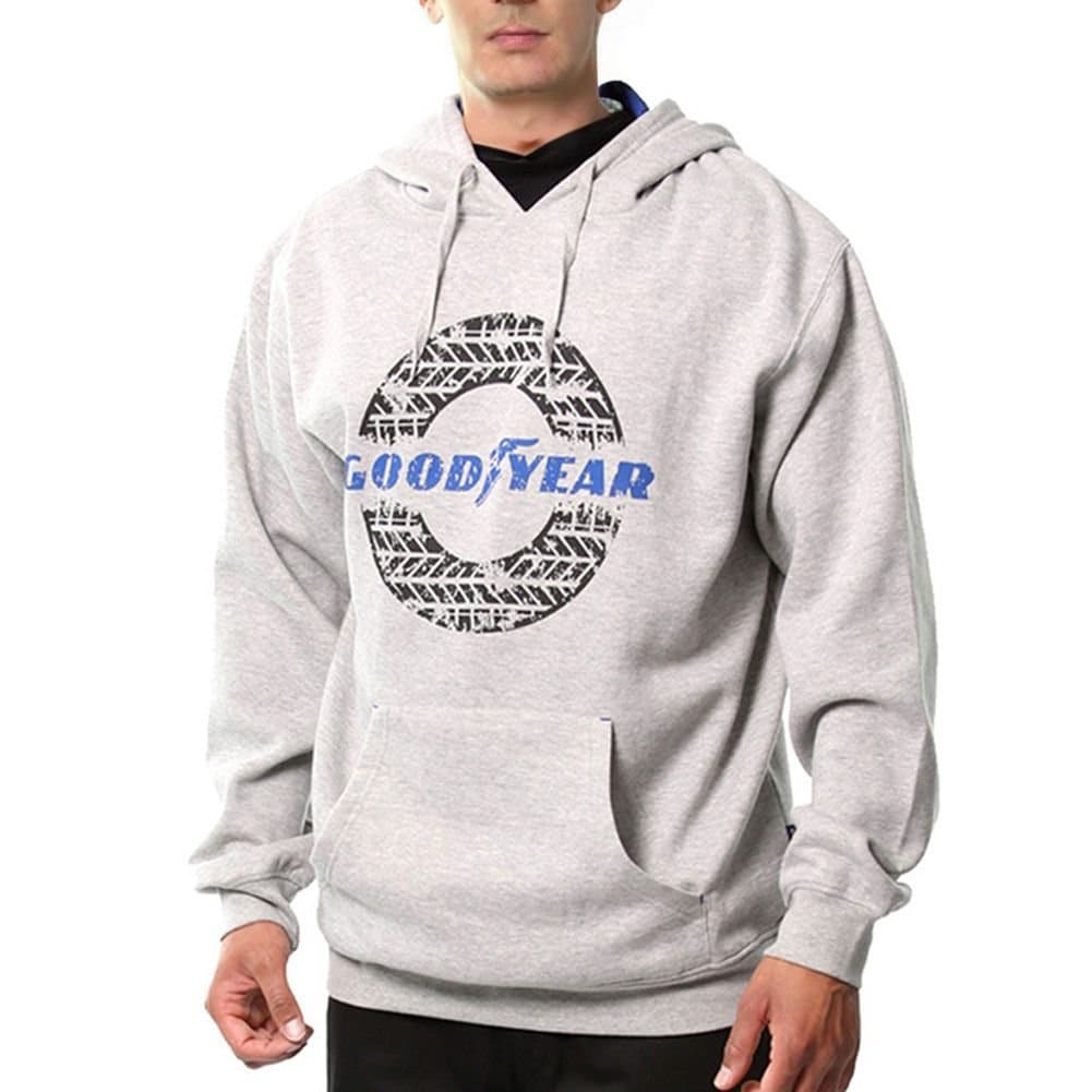 Goodyear Goodyear Men's Pullover Graphic Print Hoodie in Grey