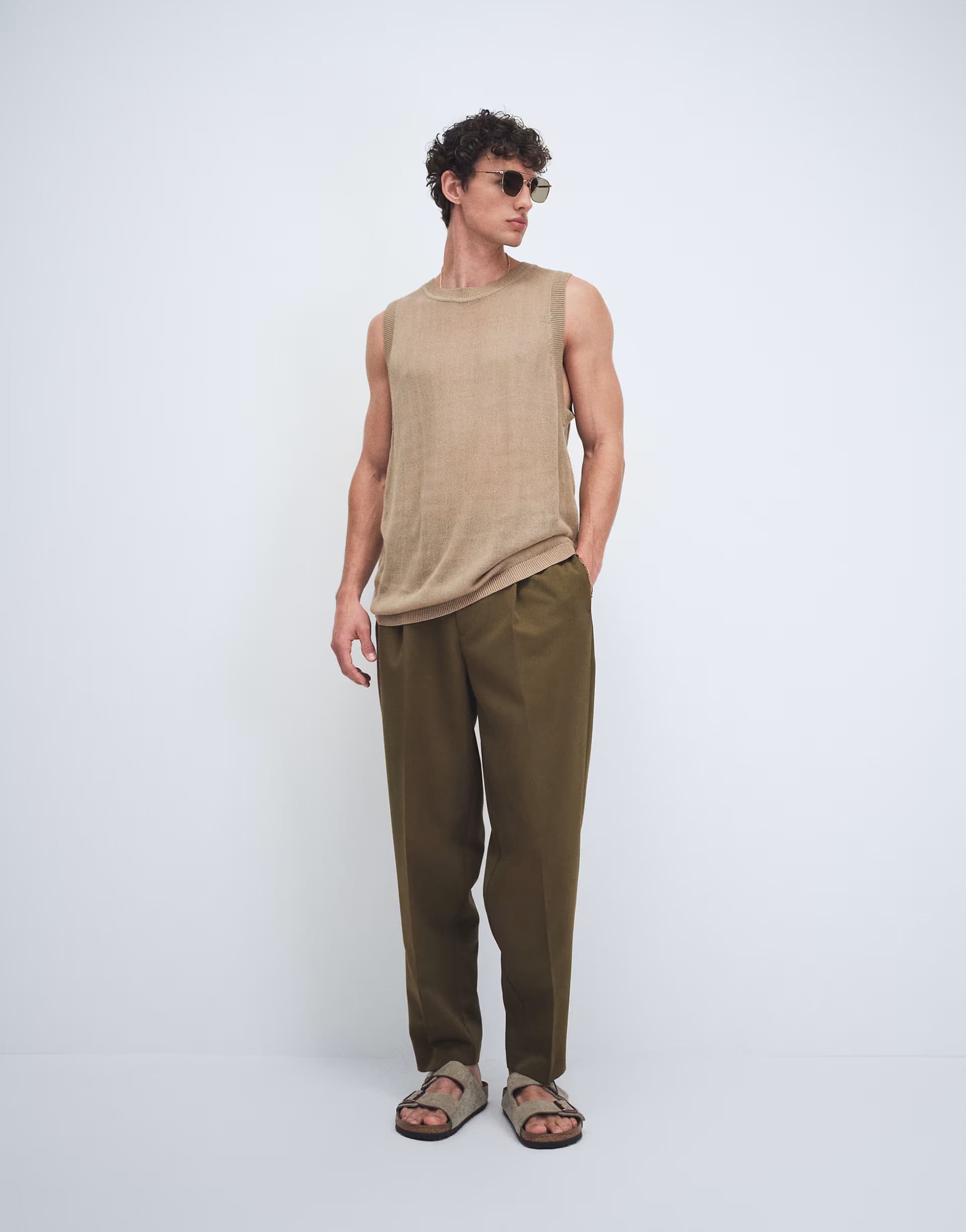 ASOS ASOS DESIGN tailored pleated oversized tapered trousers in olive green