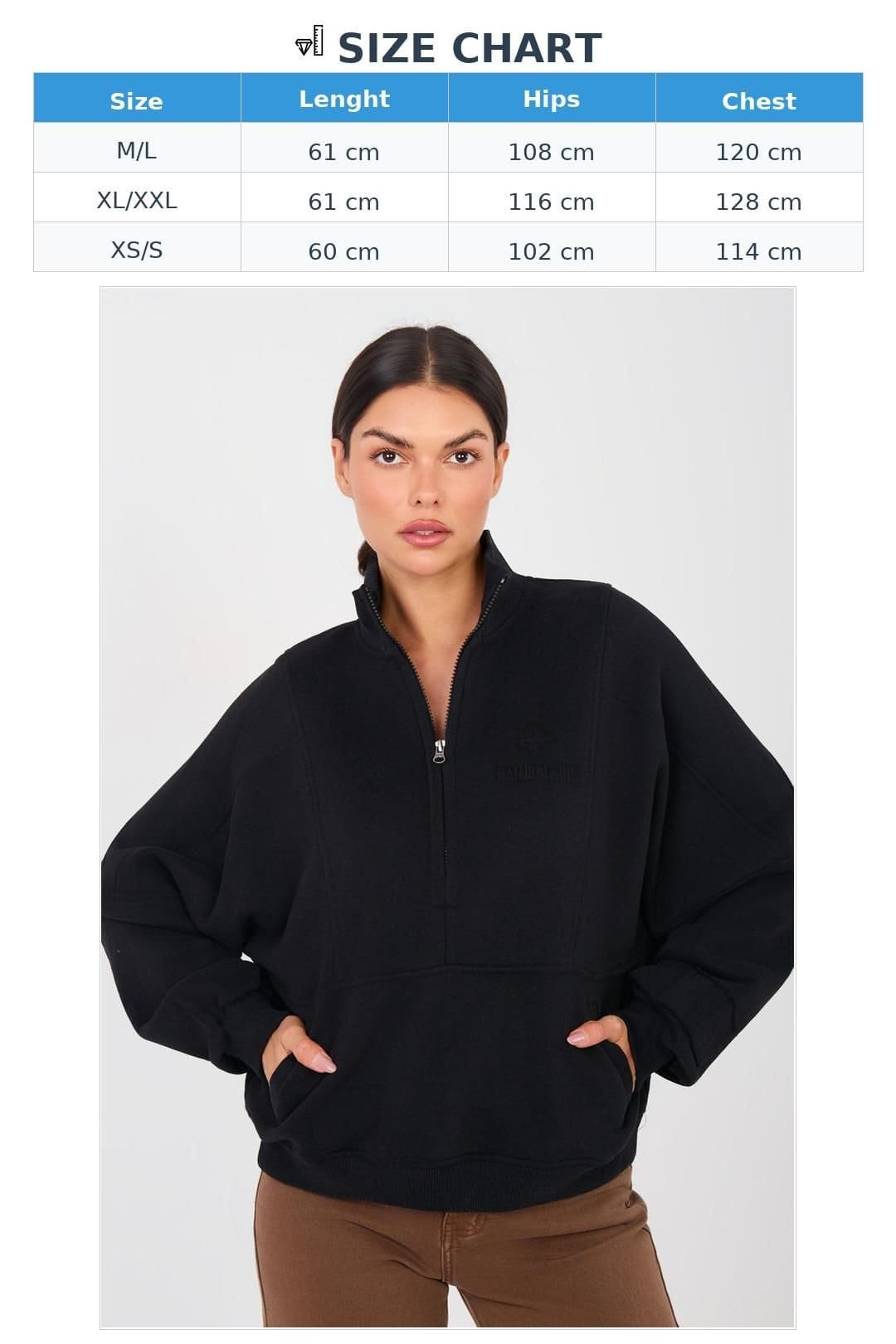 Love Lace Love Lace Women's Stand Up Collar Zip Sweatshirt with Pockets in Black - 4