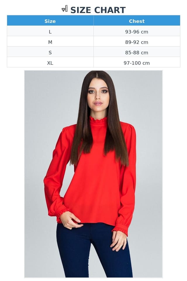 Love Lace Love Lace Women's Pleated Long Sleeve Blouse with Frill Cuff in Red - 3