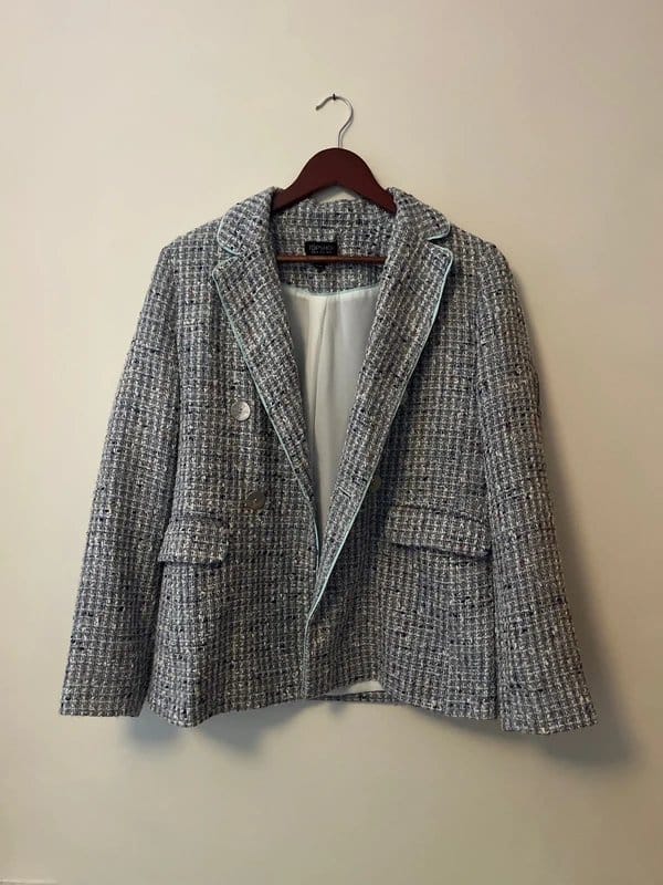 Topshop Blue Tweed Blazer