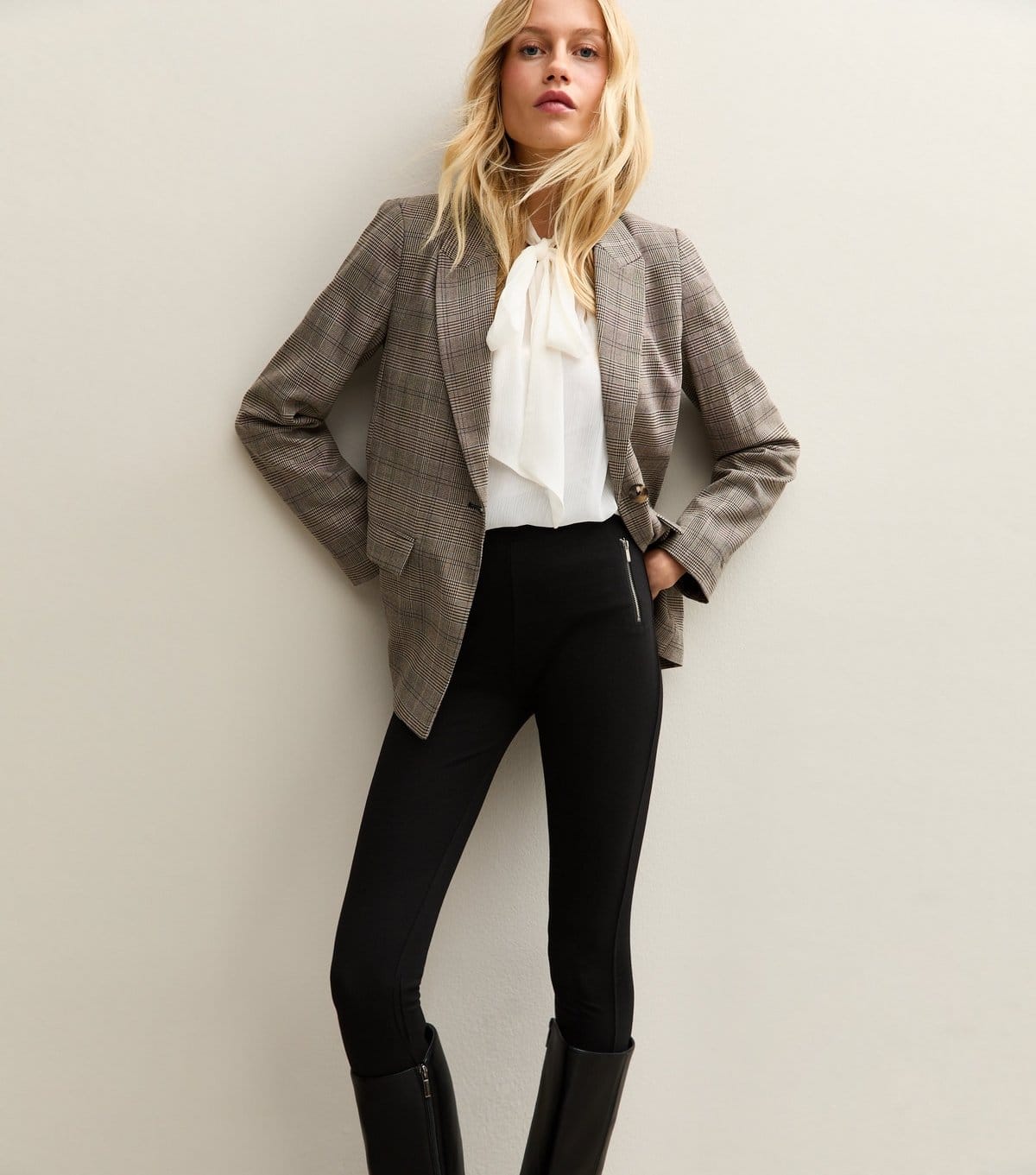New Look Black Ponte Jersey Slim Leggings