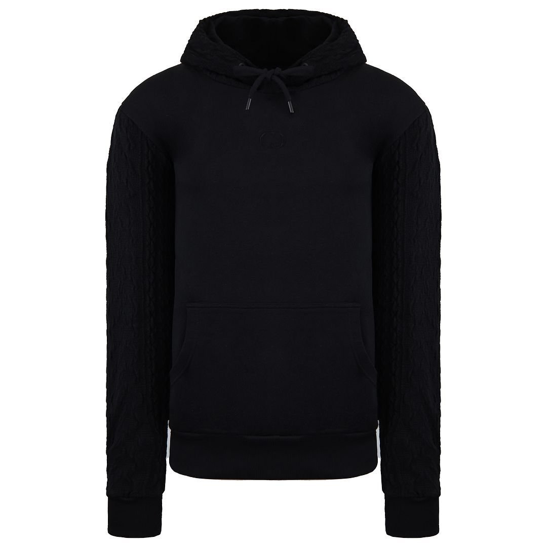 Criminal Damage Criminal Damage Men's Black Cable Sleeve Cotton Hoodie - 1