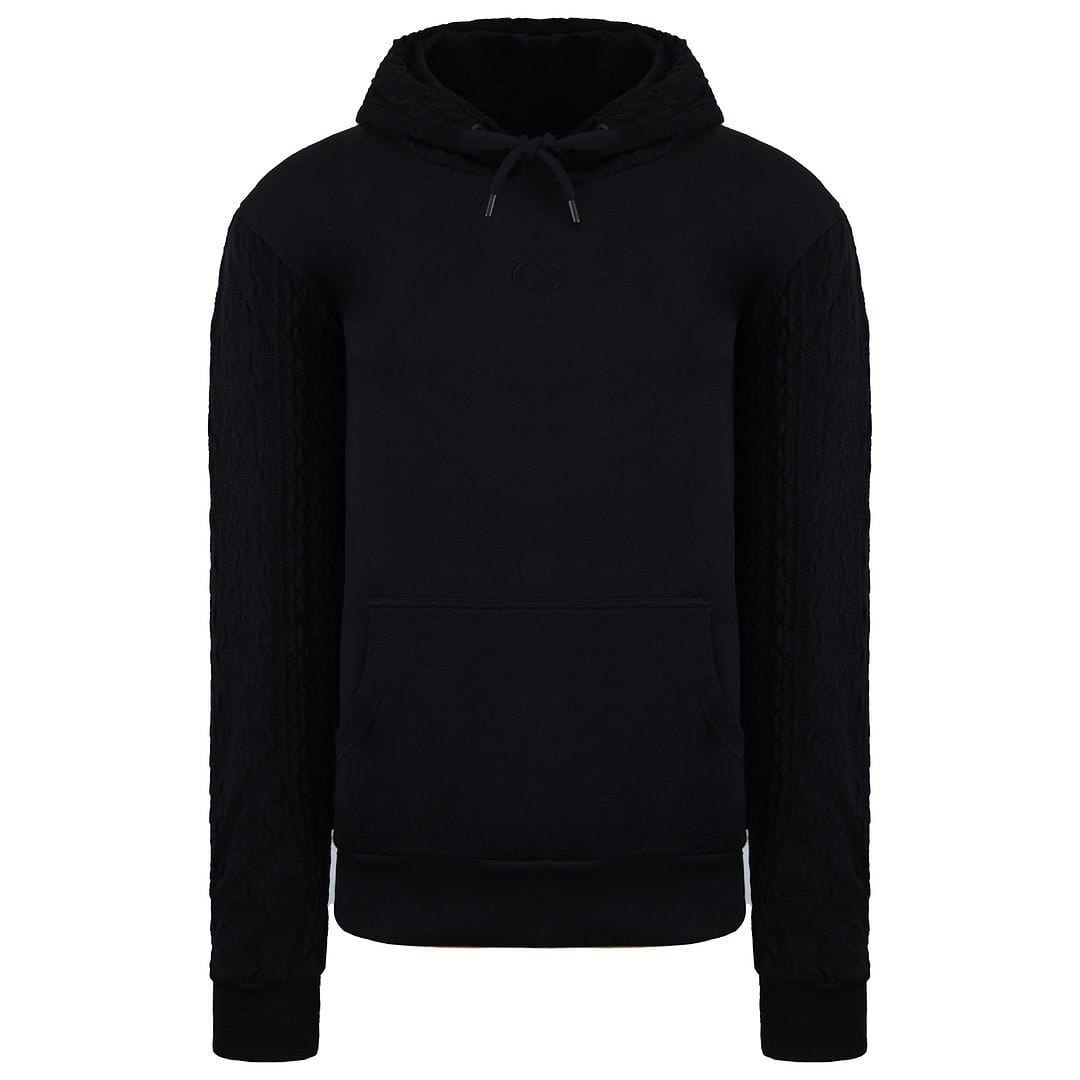 Criminal Damage Criminal Damage Men's Black Cable Sleeve Cotton Hoodie - 1