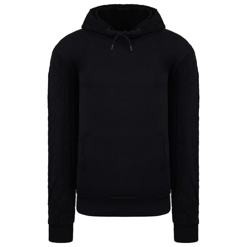 Criminal Damage Criminal Damage Men's Black Cable Sleeve Cotton Hoodie - 1