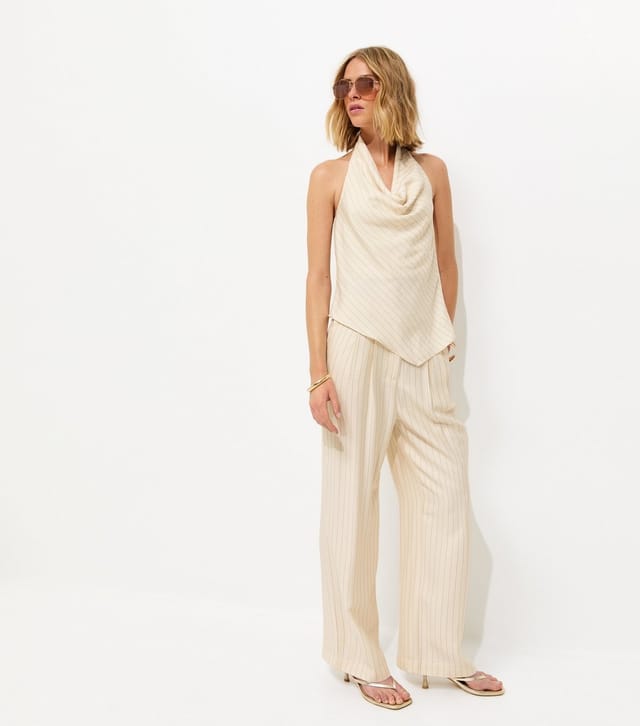 New Look Women's White Striped Halterneck Top New Look - 3