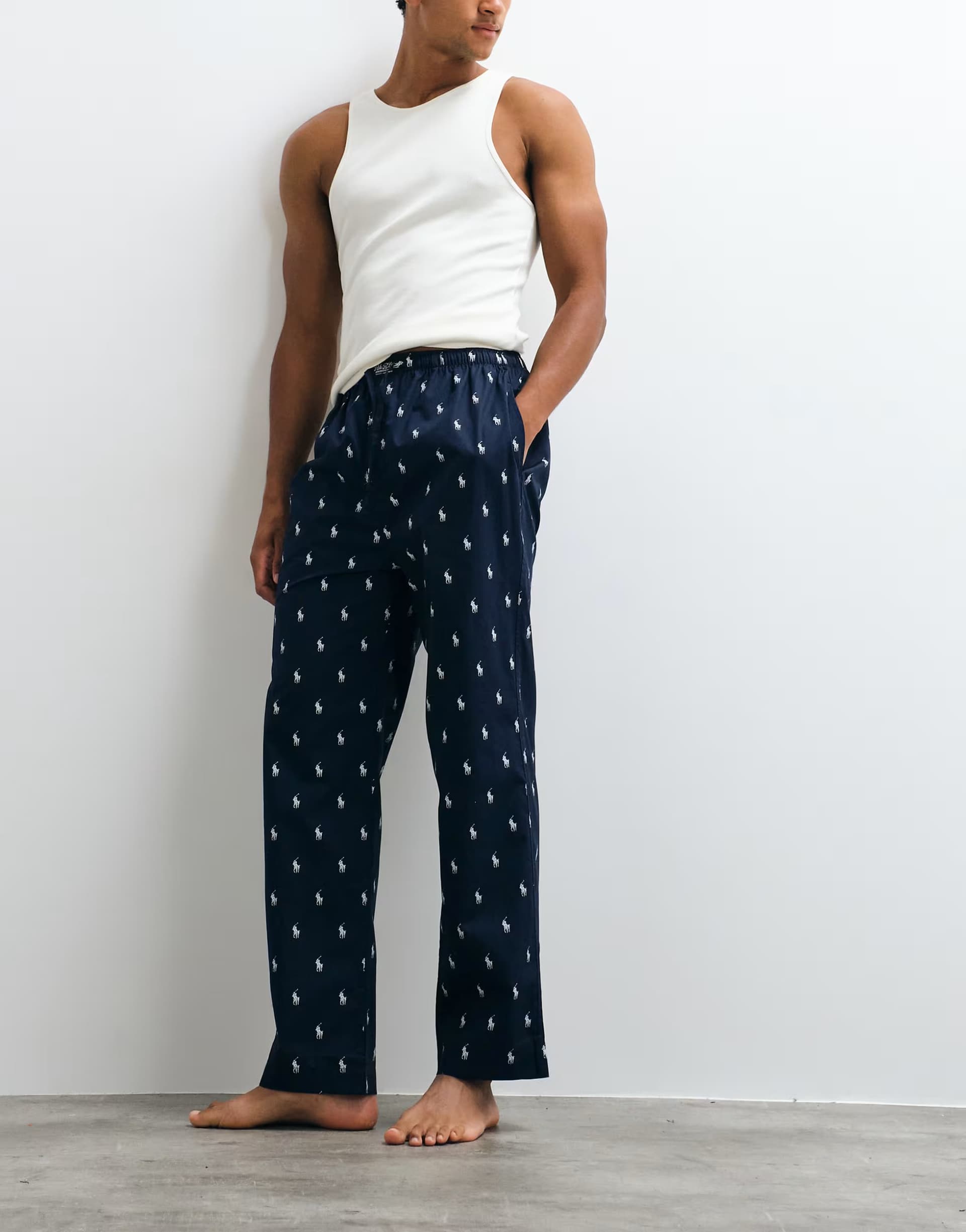 ASOS Polo Ralph Lauren lounge trousers with all over logo in navy