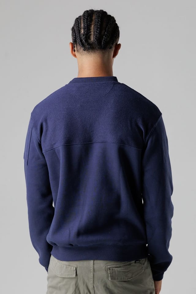 Firetrap Firetrap Men's Regular Fit Cotton Rich Crew Neck Sweatshirt with Sleeve Pocket in Dark Navy - 2