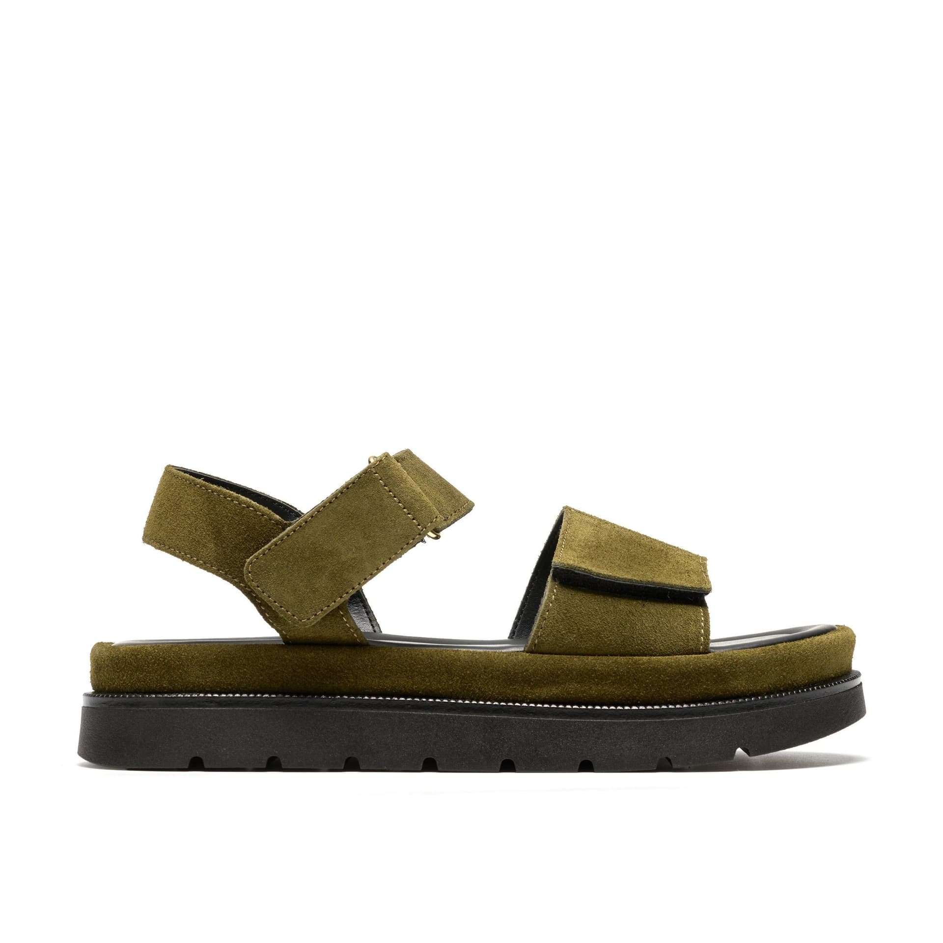 Clarks Clarks Women's Sorella Strap Olive Suede Flat Sandals