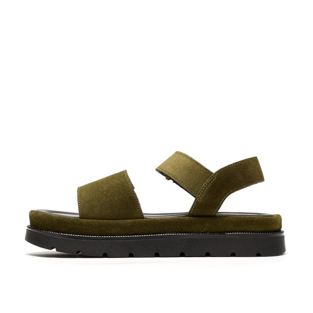 Clarks Clarks Women's Sorella Strap Olive Suede Flat Sandals, Flatforms in Green - 2