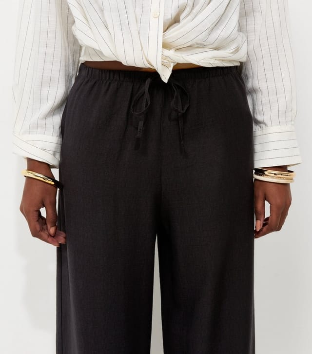 New Look Women's Black Woven Wide Leg Trousers New Look - 2