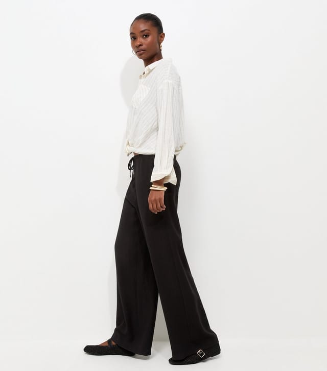 New Look Women's Black Woven Wide Leg Trousers New Look - 3
