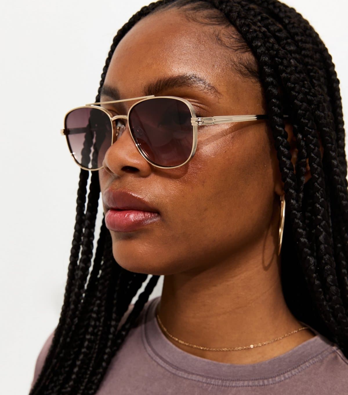 New Look Gold Tone Metal Frame Aviator Sunglasses New Look