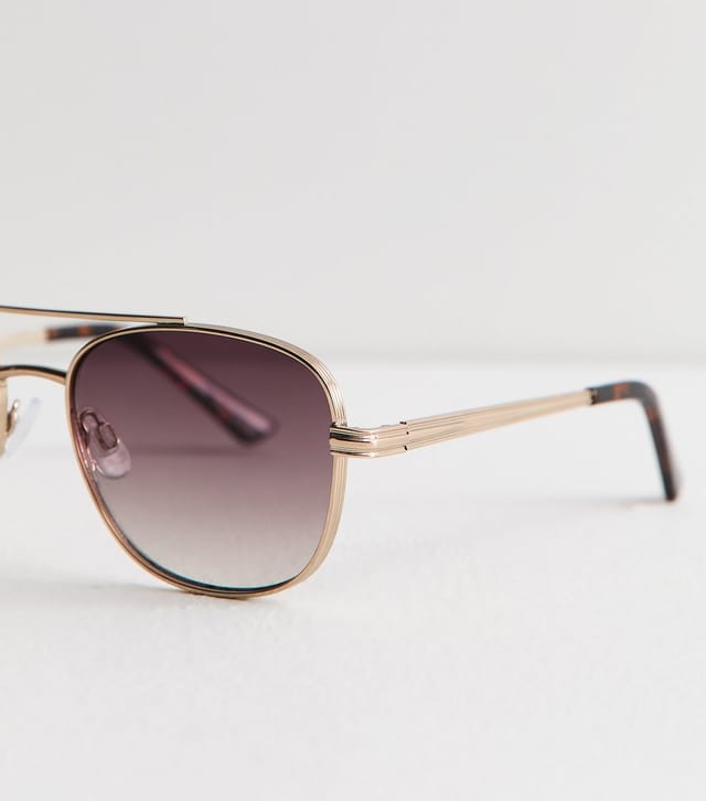 New Look Gold Tone Metal Frame Aviator Sunglasses New Look - 3